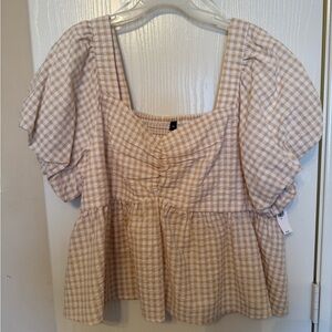 Old Navy Cream Checkered Blouse